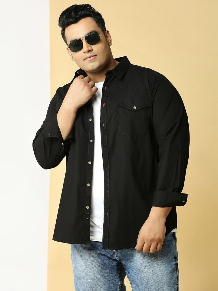 Thomas Scott Plus Size Cotton Premium Slim Fit Opaque Casual Shirt