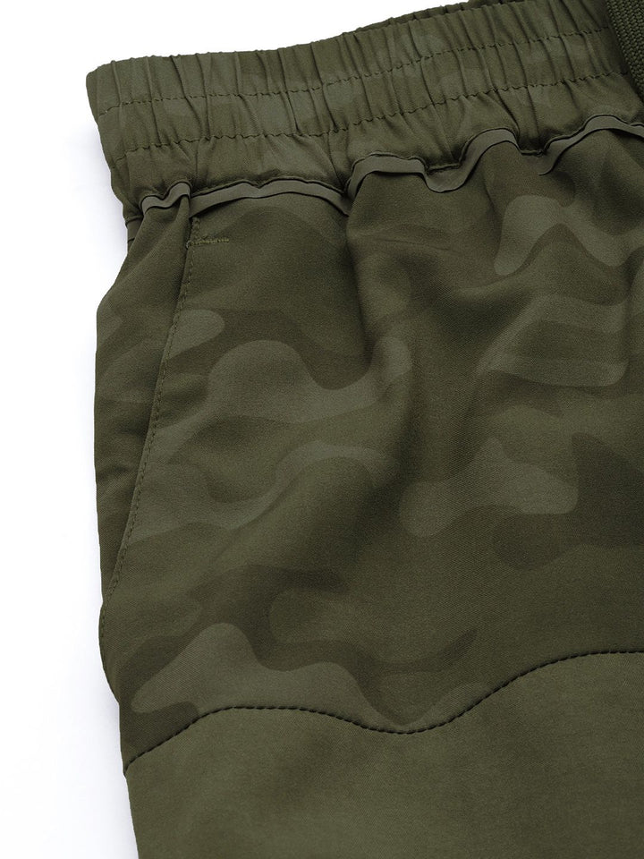 HRX By Hrithik Roshan EDGE Women Olive Green Camouflage Rapid-Dry AOP Lifestyle Shorts