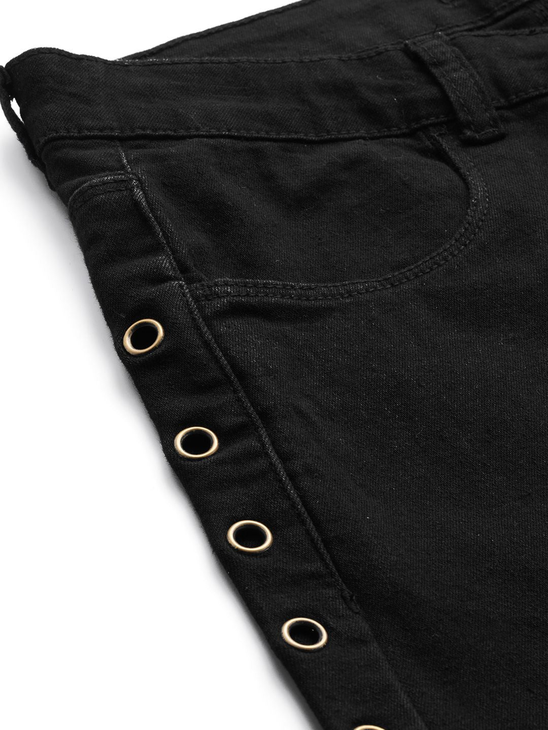 DressBerry Women Black Solid Regular Fit Denim Shorts