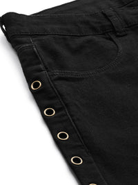 DressBerry Women Black Solid Regular Fit Denim Shorts