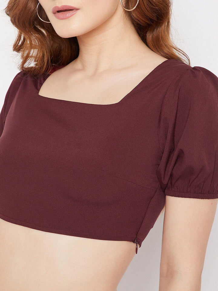 Berrylush Women Maroon Solid Crepe Co-Ord Set