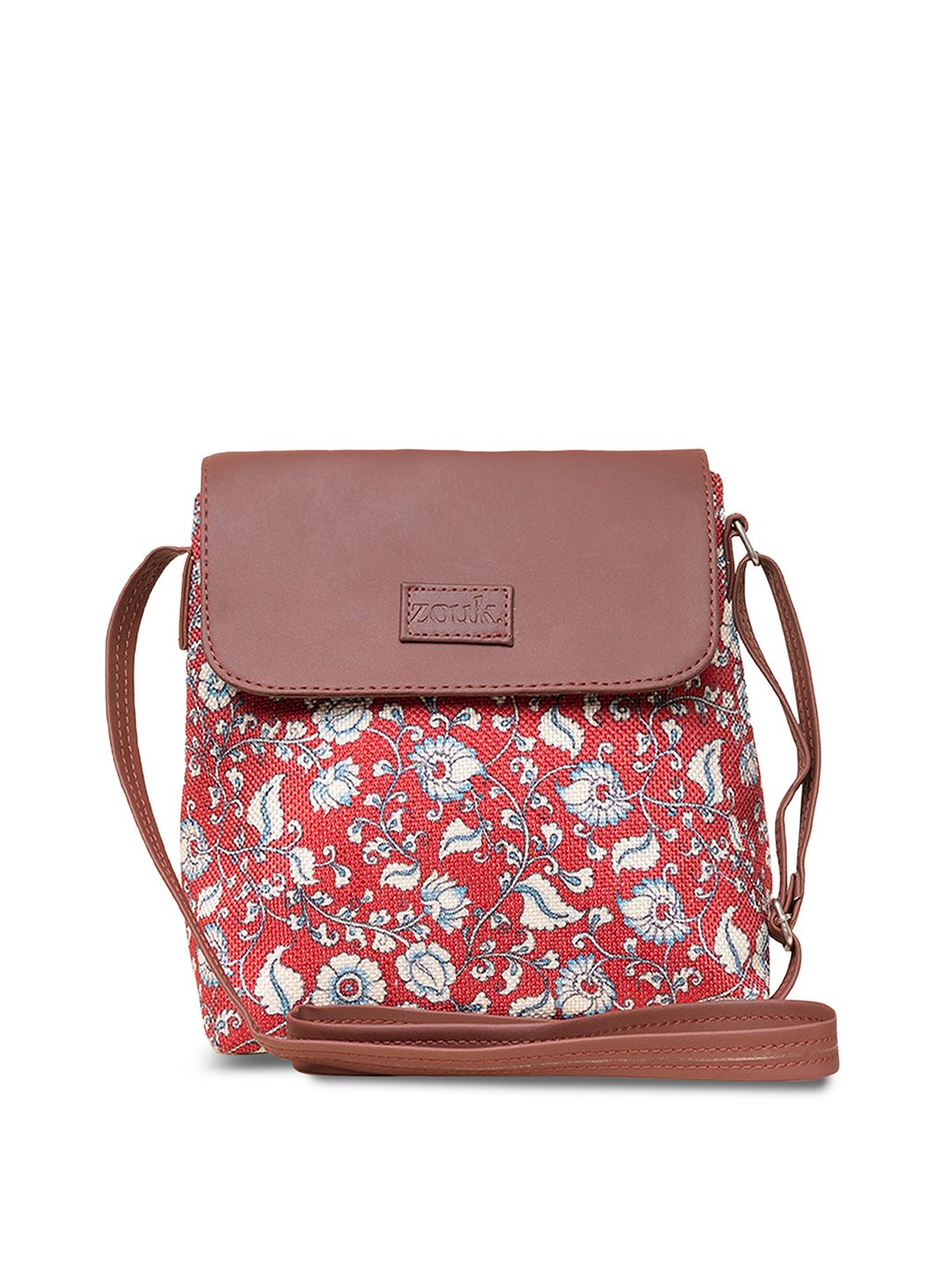ZOUK Brown Ethnic Motifs Printed Shopper Sling Bag