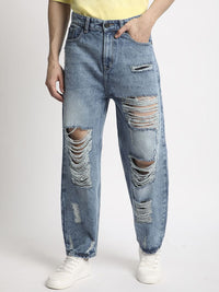 Bene Kleed Men Highly Distressed Heavy Fade Baggy Jeans