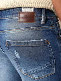 Mr Bowerbird Men Cropped Tapered Fit Mildly Distressed Heavy Fade Printed Jeans