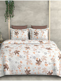 Cortina Glazed Cotton Cream Floral 140 TC King Bedsheet with 2 Pillow Covers