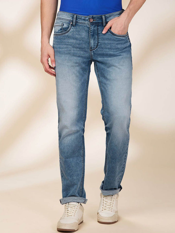 Being Human Men Straight Fit Mid-Rise Heavy Fade Stretchable Jeans