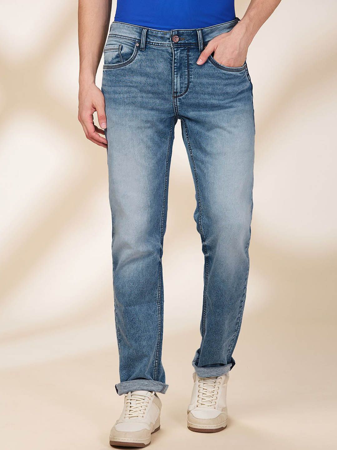 Being Human Men Straight Fit Mid-Rise Heavy Fade Stretchable Jeans