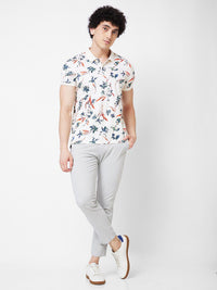 SPYKAR Floral Printed Polo Collar Cotton Slim Fit T-shirt
