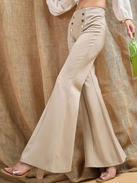 SASSAFRAS Women Smart Flared High-Rise Trousers