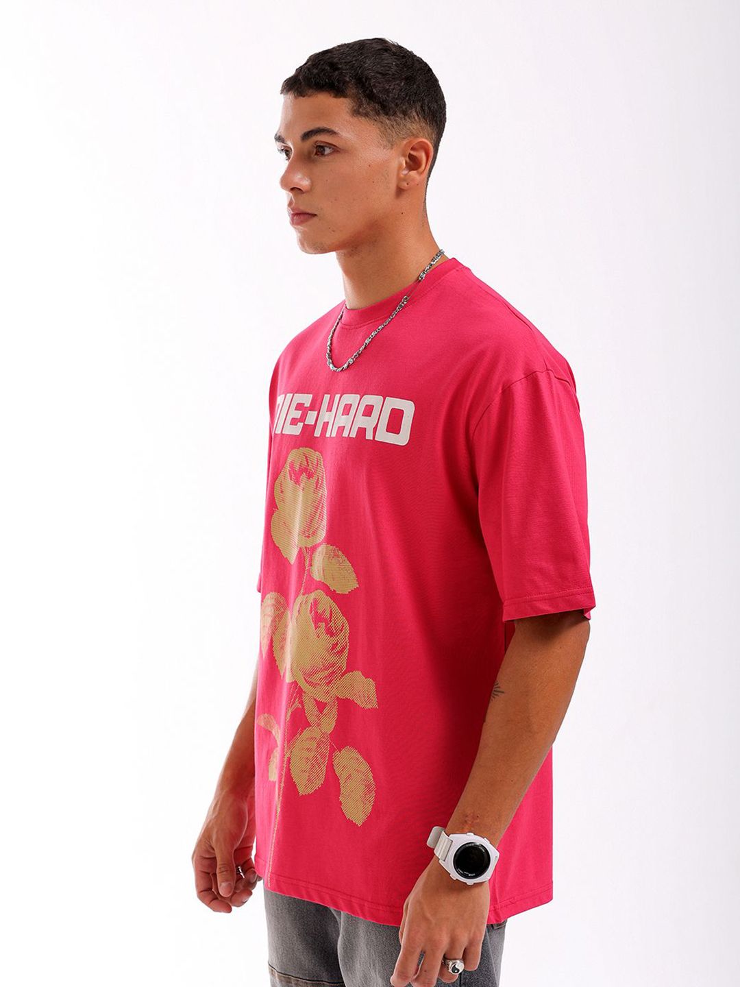The Indian Garage Co Men Graphic Printed Boxy Oversized Round Neck Pure Cotton T-shirt