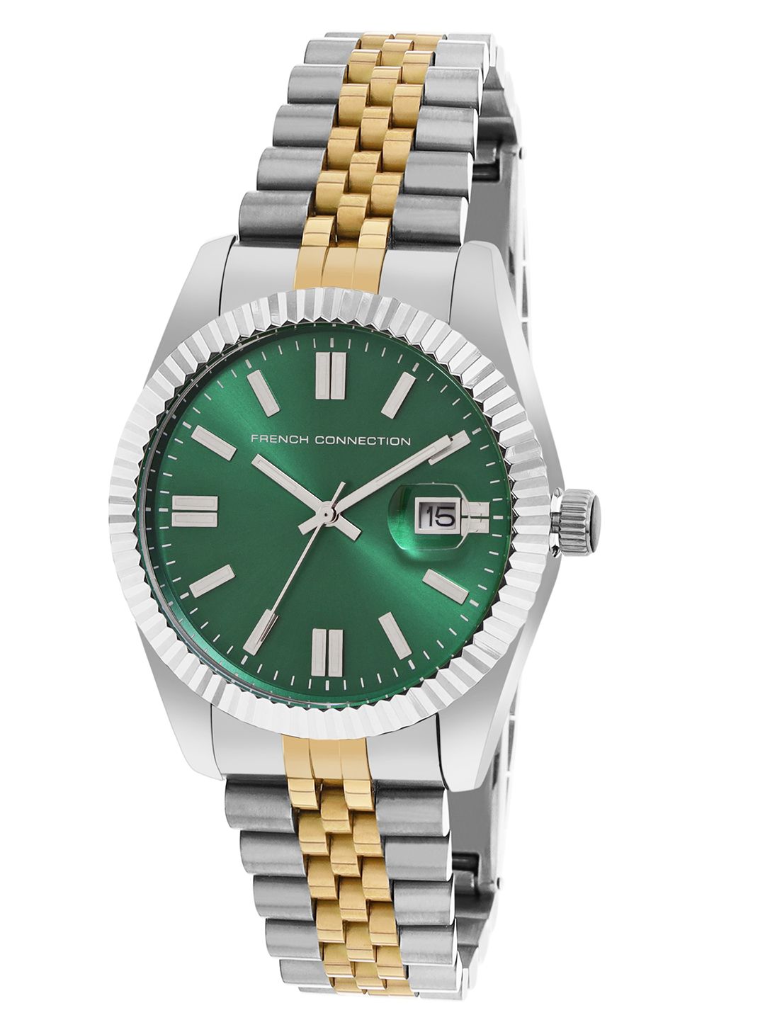 Sambungan Perancis Lelaki Gelang Keluli Tahan Karat Tali Tali Analog Watch FCP41TM-GR