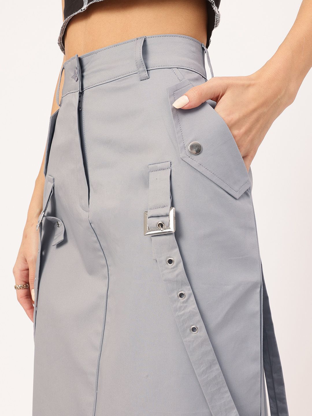 DressBerry Urban Elegance Belt Detail Straight Midi Skirt