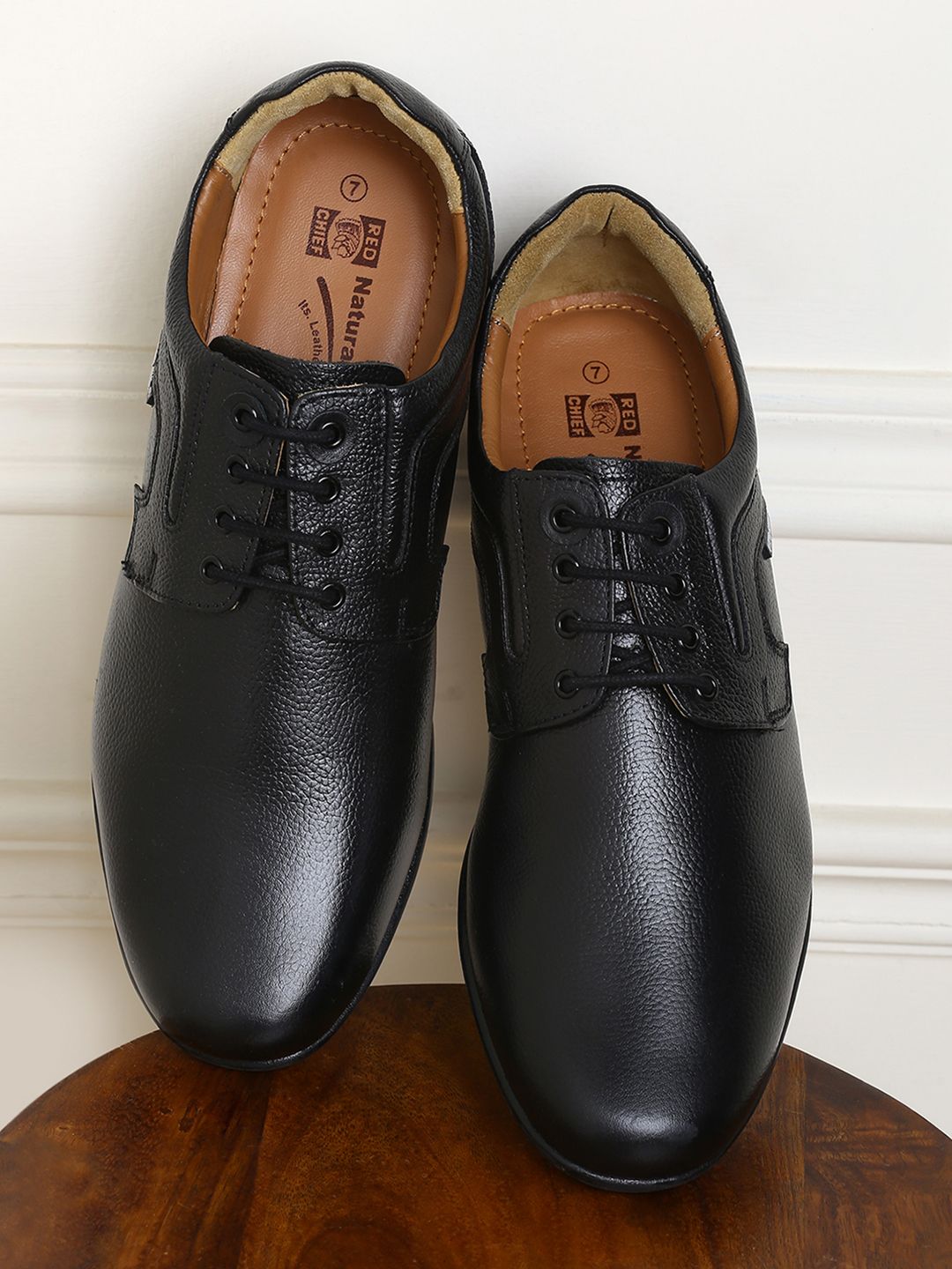 Red Chief Men Black Genuine Leather Formal Derbys