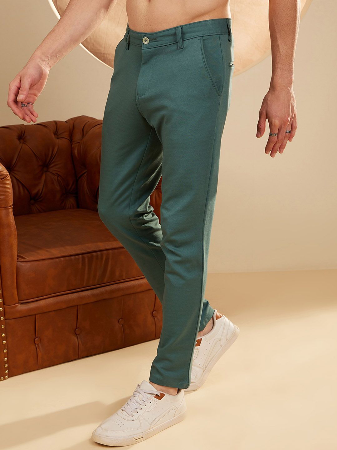 DENNISON Men Smart Tapered Fit Easy Wash Formal 4-Way Lycra Trouser