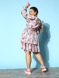 Berrylush Curve Women Deep Blue Floral Vacay Attire