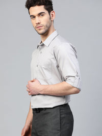 DENNISON Men Grey Smart Slim Fit Water & Stain Repellent Solid Formal Shirt