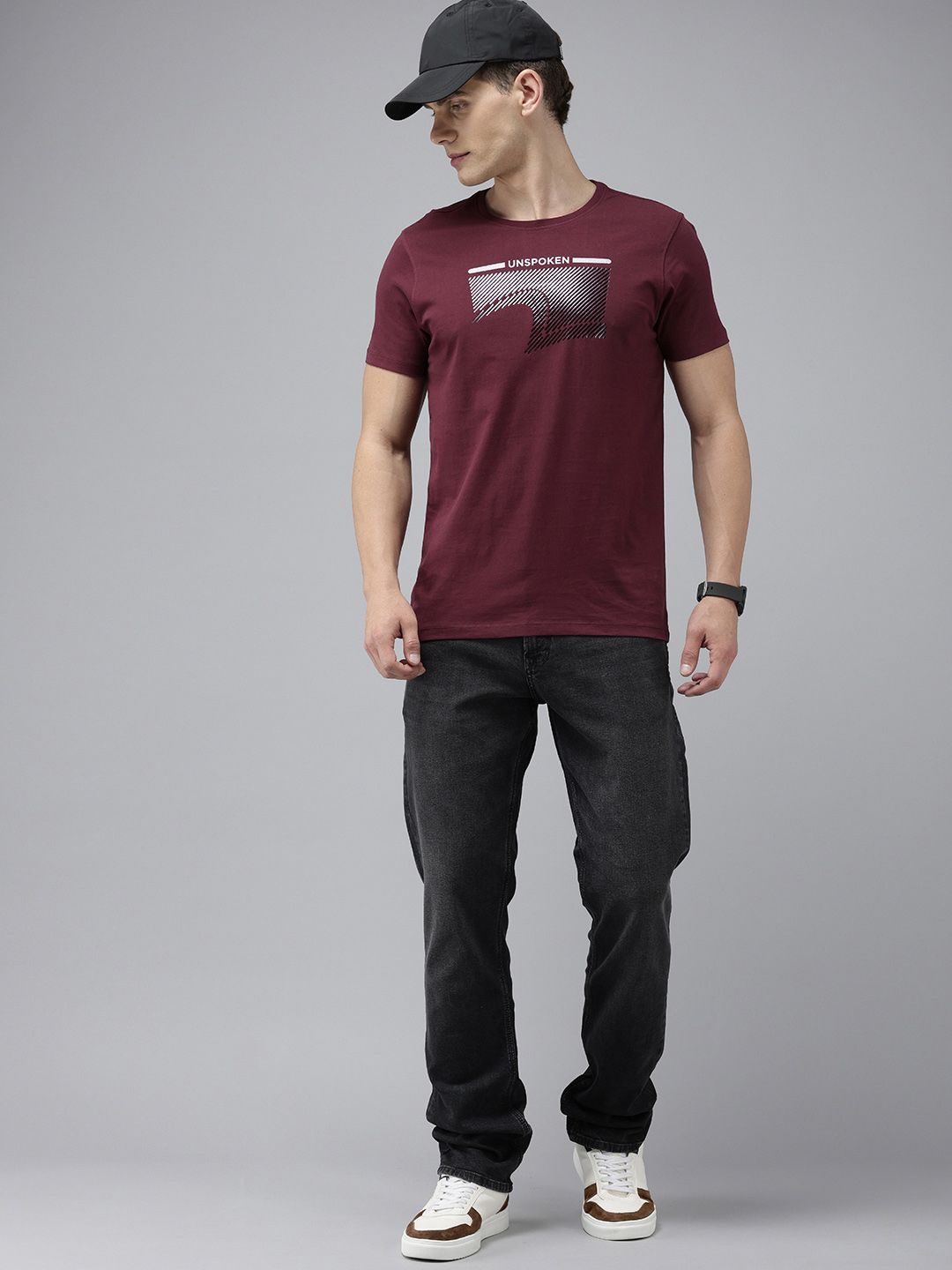SPYKAR Printed Pure Cotton Slim Fit T-shirt