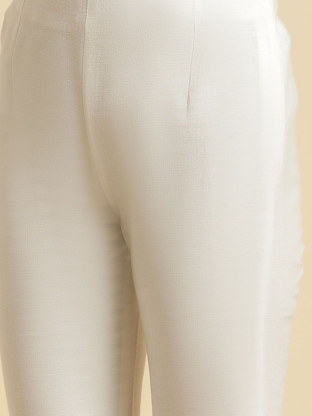 W Straight Fit Mid Rise Cotton Parallel Trousers