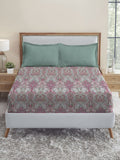 MYTRIDENT Grey & White Geometric 210 TC Cotton King Bedsheet with 2 Pillow Covers
