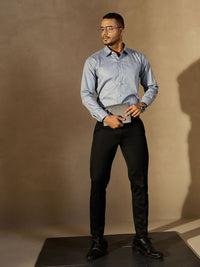 DENNISON Men Checked Spread Collar Long Slevees Cotton Formal Smart Shirt