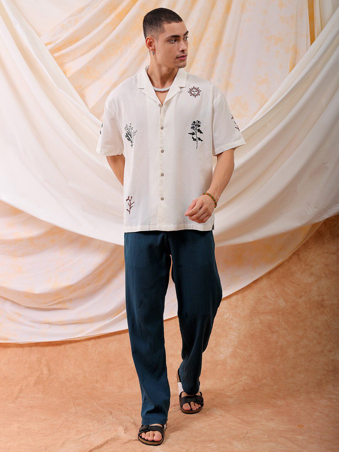 The Indian Garage Co Men Relaxed Fit Embroidery Resortwear Shirt