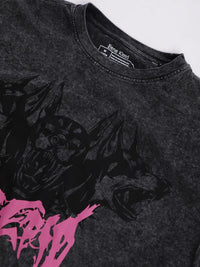 Bene Kleed Men Graphic Printed Acid Wash Cotton Oversized T-shirt