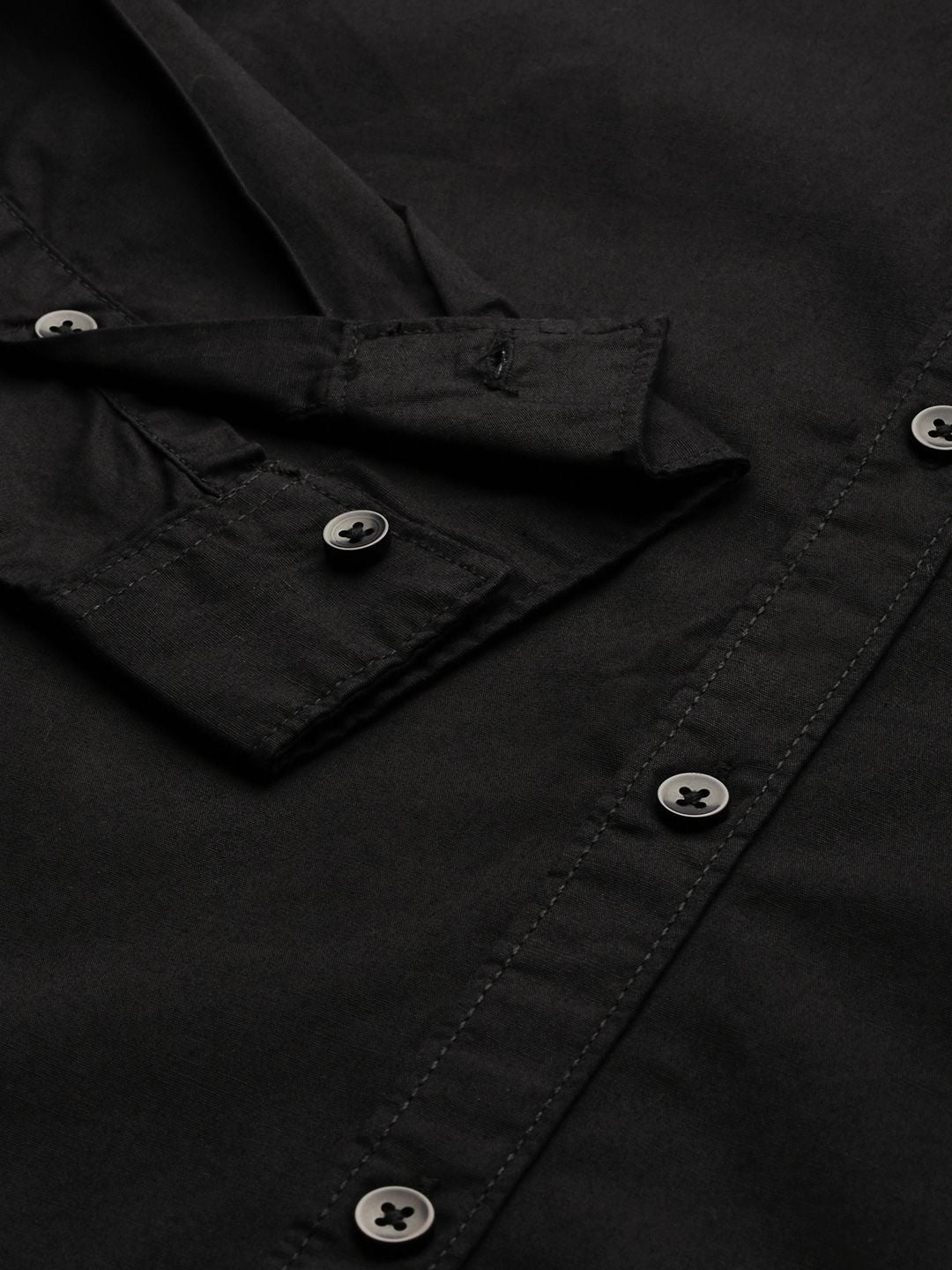 The Indian Garage Co Men Black Comfort Cotton Casual Shirt