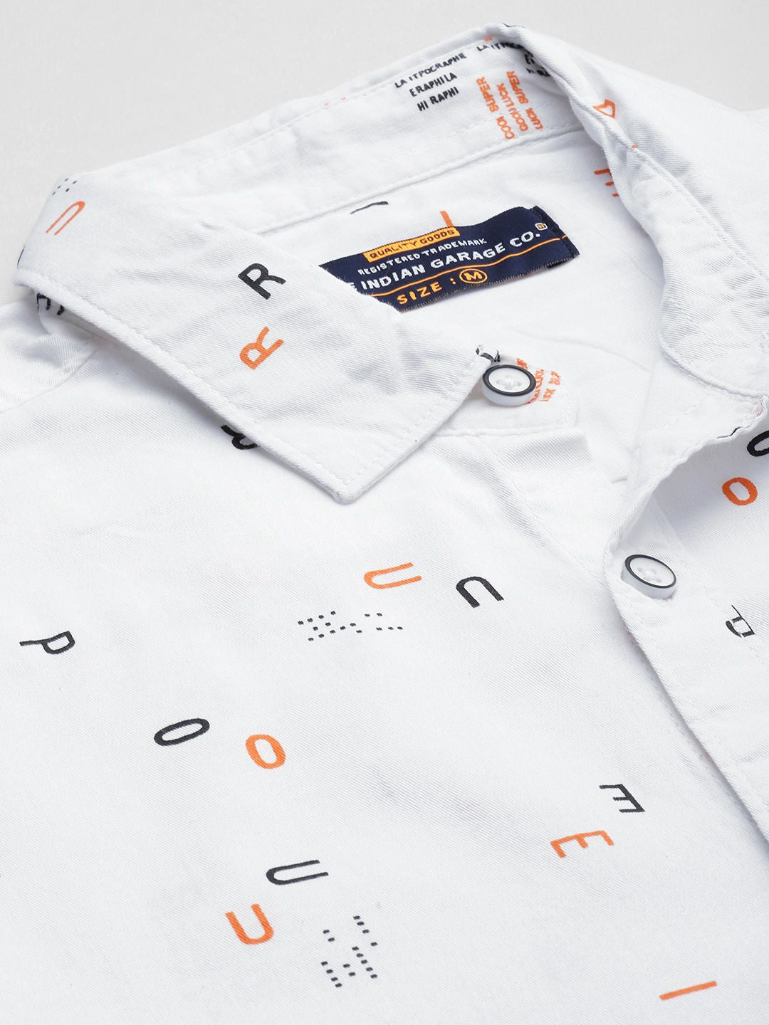 The Indian Garage Co Men White Printed Casual Cotton Shirt