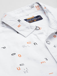The Indian Garage Co Men White Printed Casual Cotton Shirt
