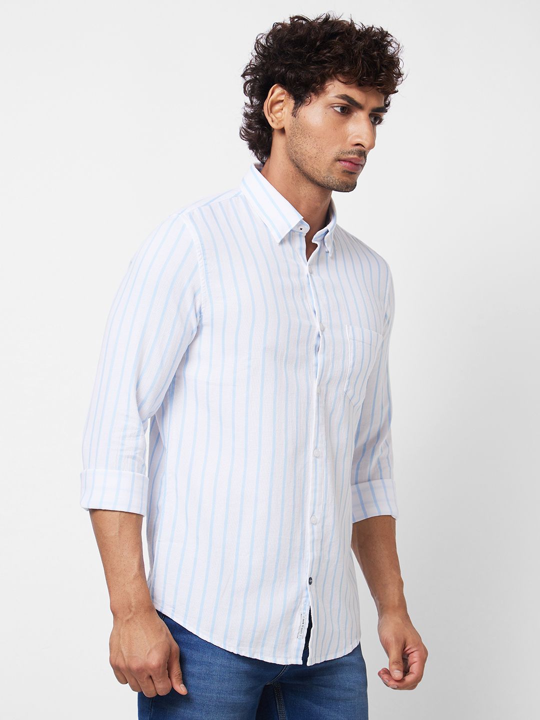SPYKAR Striped Spread Collar Long Sleeves Cotton Casual Shirt