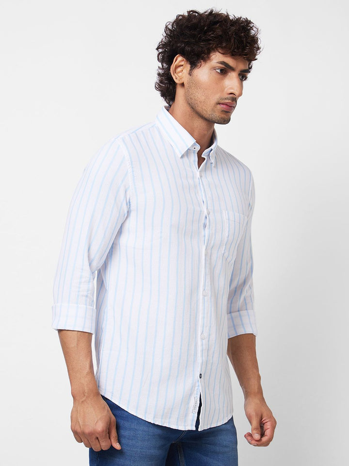 SPYKAR Striped Spread Collar Long Sleeves Cotton Casual Shirt