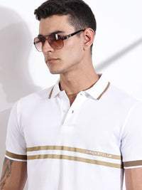 Thomas Scott Men Striped Polo Collar Cotton T-shirt