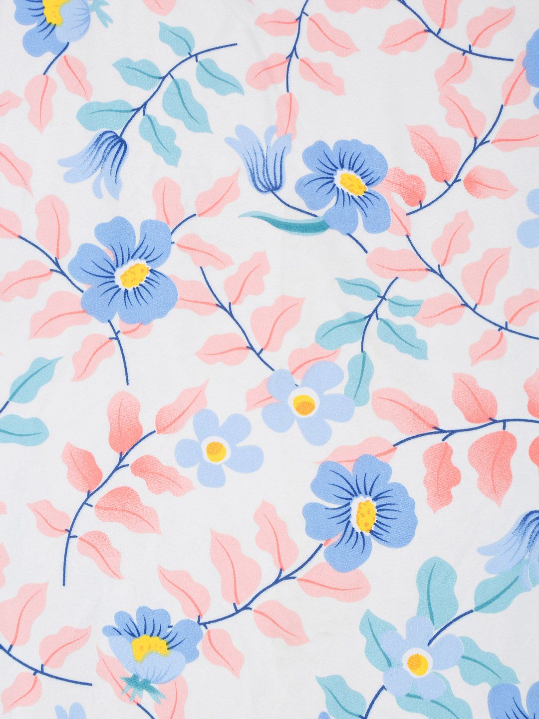 KLOTTHE White Floral Polycotton 300 TC Fitted Single Fine Bedsheet with a Pillow Cover-87 x 59 inches