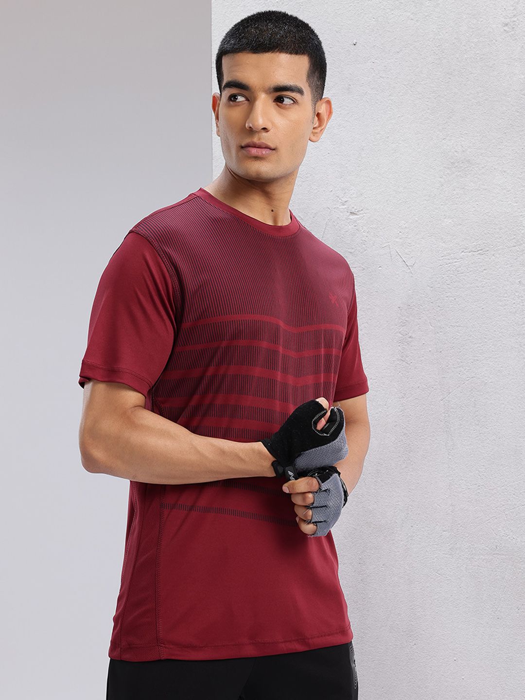 HRX by Hrithik Roshan Striped Rapid-Dry Training T-shirt
