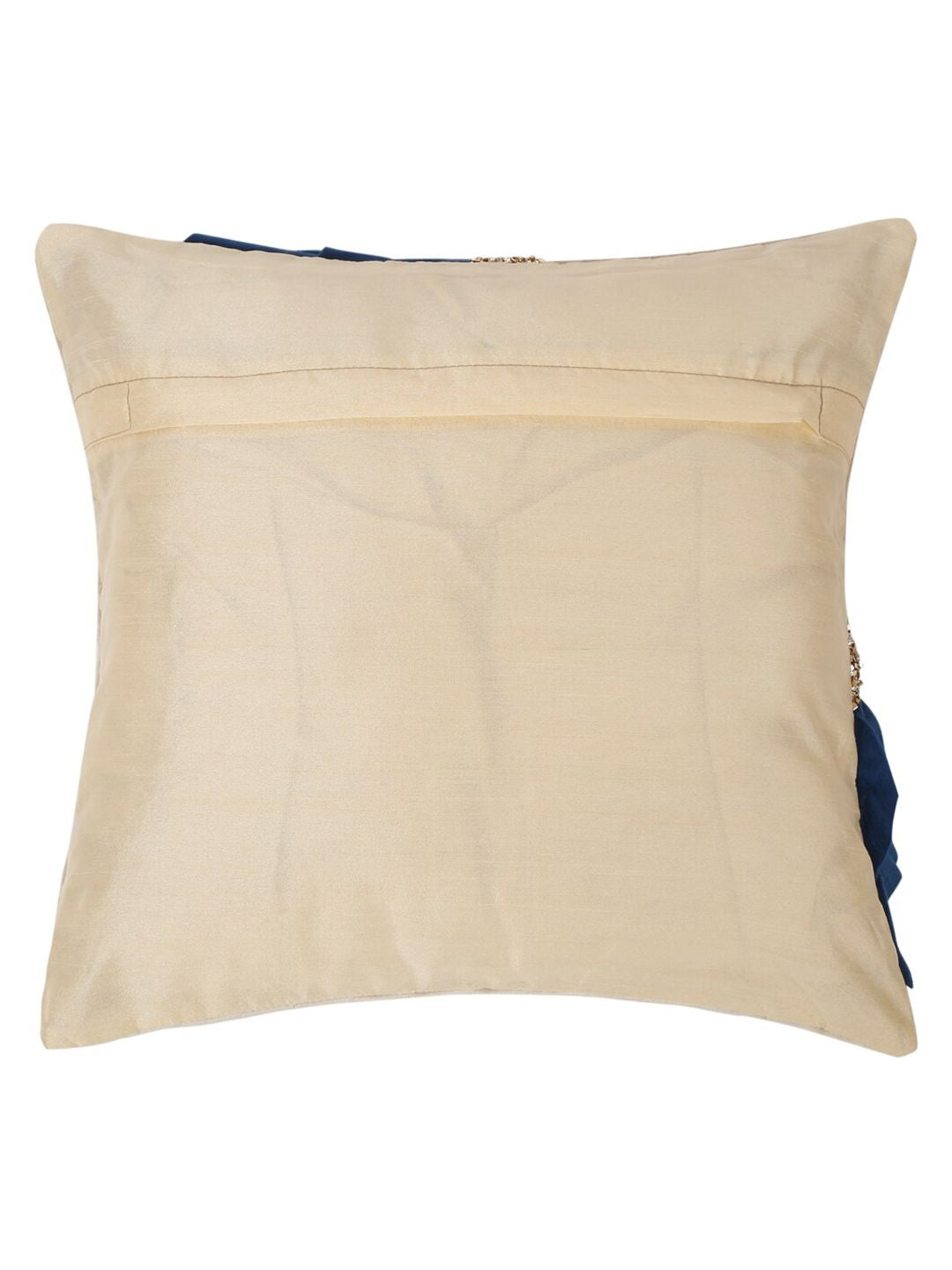 HOSTA HOMES Off White & Navy Blue 2 Pieces Embellished Square Cushion Covers