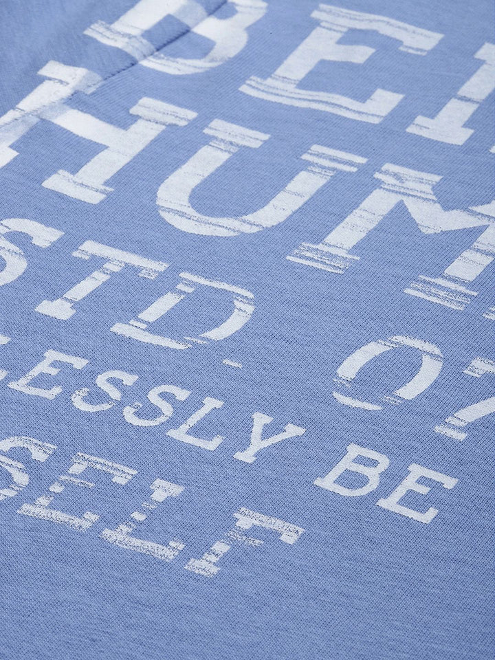 Being Human Men Blue Typography Printed Pure Cotton T-shirt