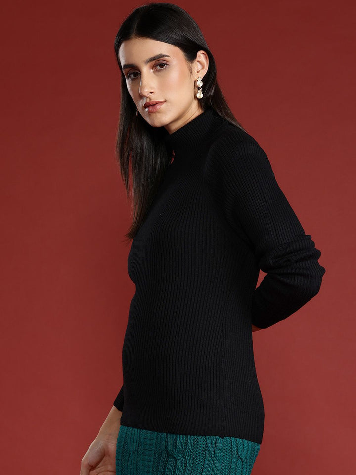 all about you Ribbed Turtle Neck Pullover