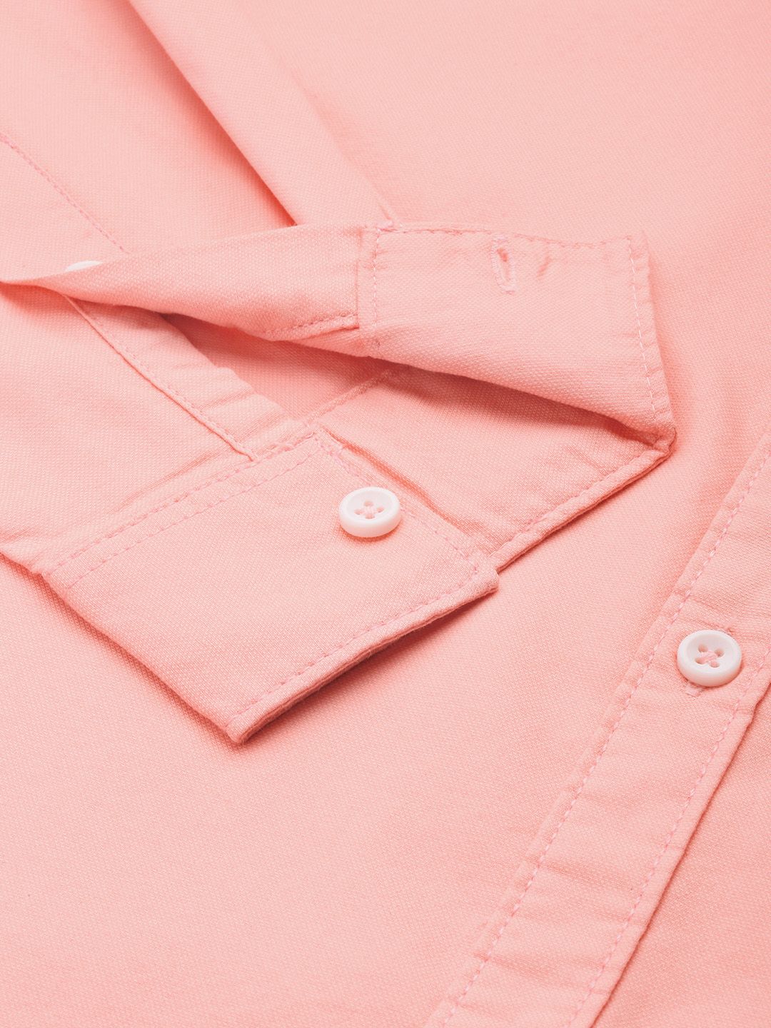The Indian Garage Co Men Peach-Coloured Slim Fit Opaque Cotton Casual Shirt