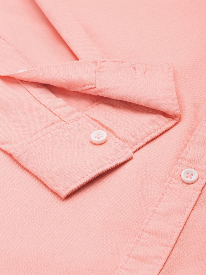 The Indian Garage Co Men Peach-Coloured Slim Fit Opaque Cotton Casual Shirt