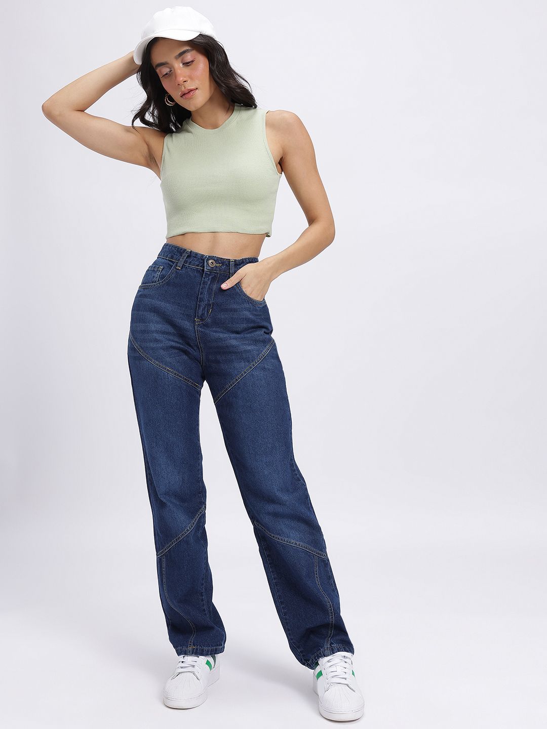 DressBerry Women Panelled Mid-Rise Regular Fit Jeans
