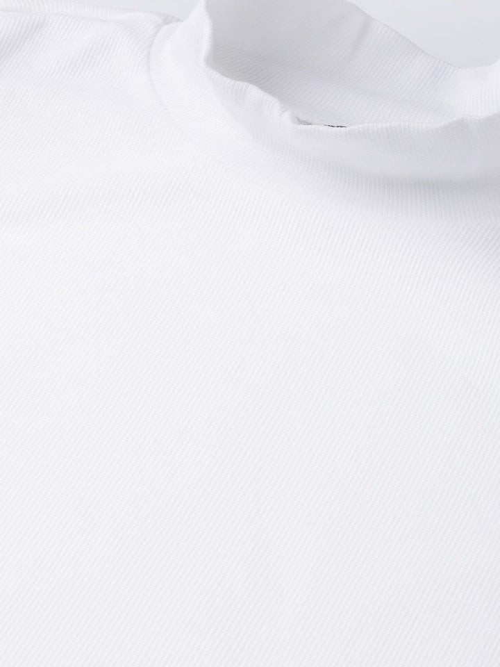SASSAFRAS White Ribbed Cropped Top With Turtle Neck