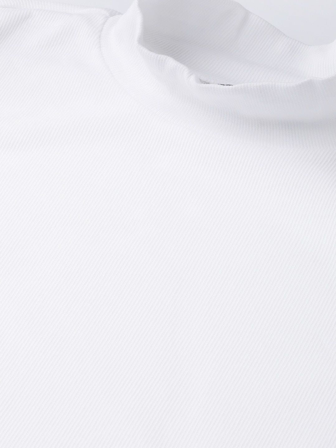 SASSAFRAS White Ribbed Cropped Top With Turtle Neck