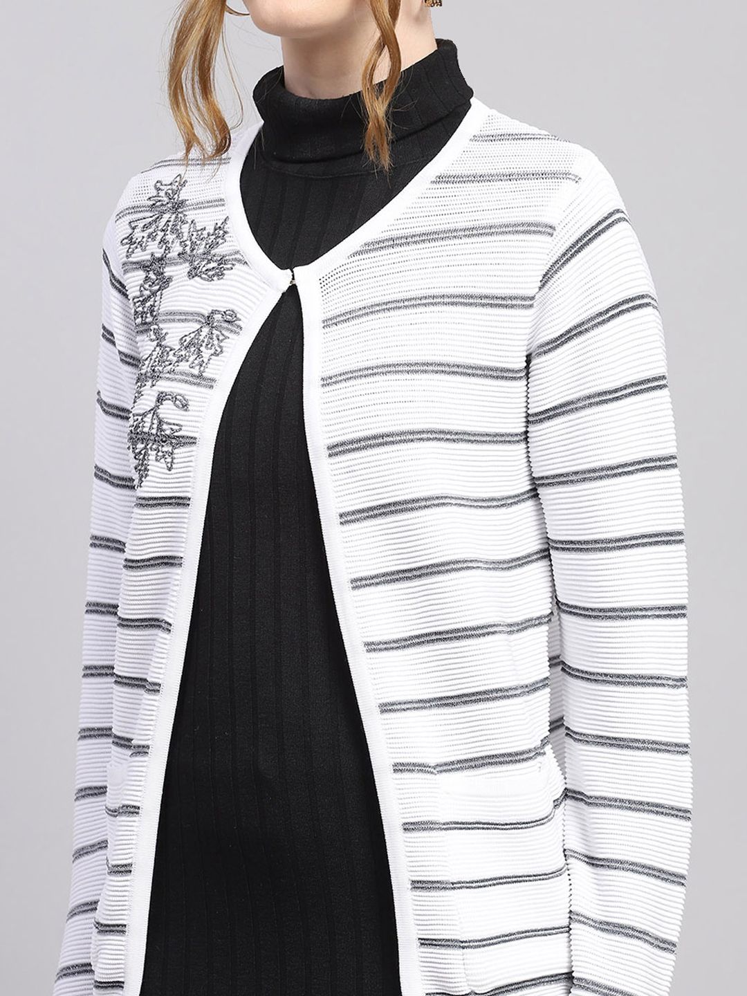 Monte Carlo Floral Design Striped Cardigan