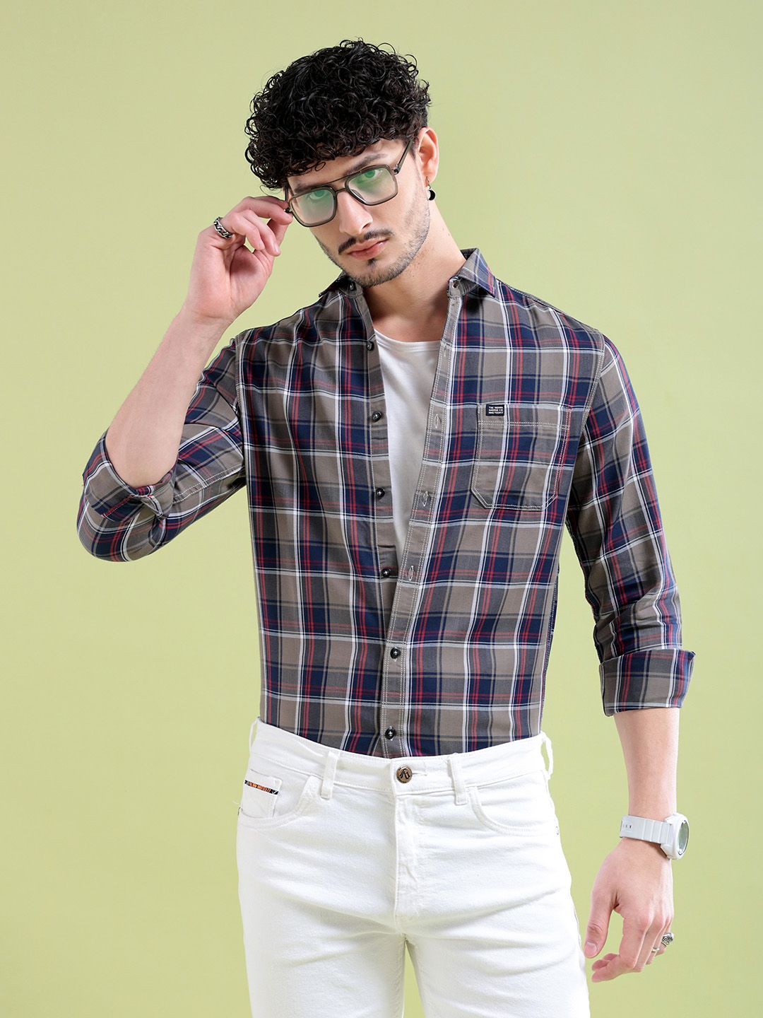 The Indian Garage Co Men Regular Fit Checked Casual Shirt