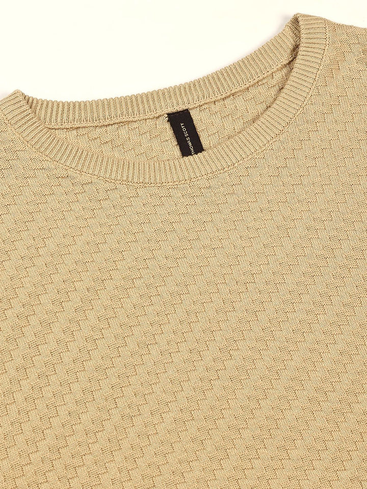 Thomas Scott Men Knit Textured Round Neck T-shirt
