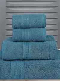 BOMBAY DYEING Blue 4 Pieces Pure Cotton 450 GSM Towel Set