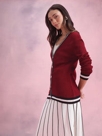 DressBerry Contrast Trim Longline Cardigan