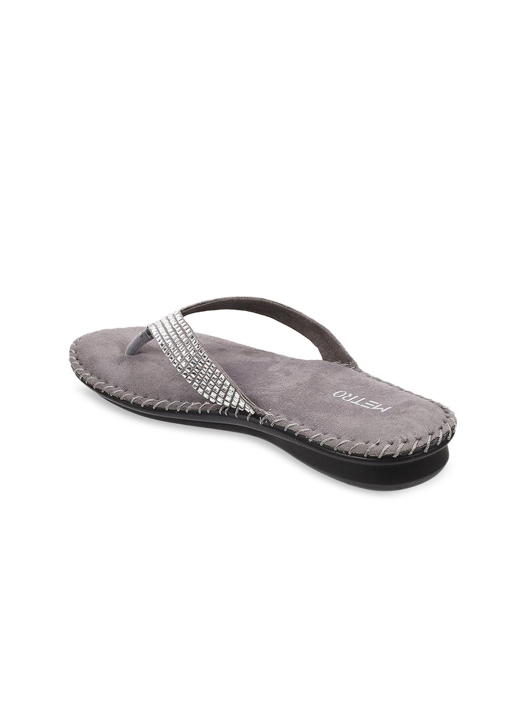 Metro Women Grey Embellished Sandals