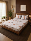 Moda Rapido X KLOTTHE Bunga-bunga Berwarna Krim 300 TC Cadar King dengan 2 Sarung Bantal