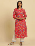 W Floral Printed Cotton Kurta